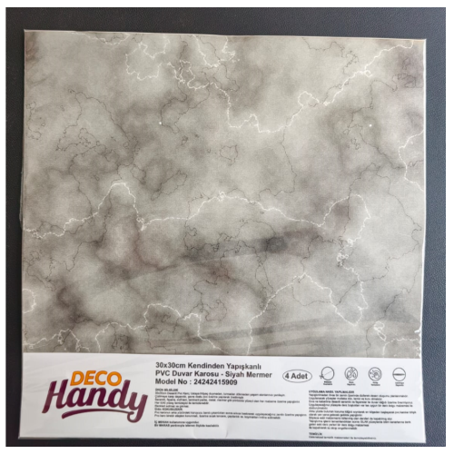 DecoHandy%20%20Pvc%20Duvar%20Karosu%2030x30cm%204’lü%20Paket%20-%20Mermer%20Desenli%20Siyah%200,36m2