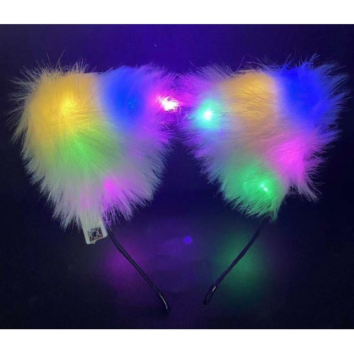 Beyaz%20Peluş%20Led%20Işıklı%20Parti%20Tacı