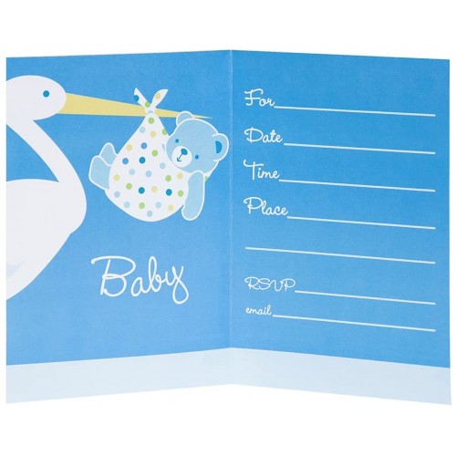 Baby%20Boy%20Stork%20Temalı%20Mavi%20Davetiye%208%20Adet