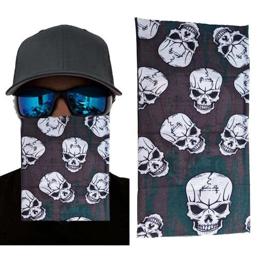 Kahve%20Yeşil%20Çoklu%20Kafatası%20Baskılı%20Buff%20Bandana%2025x48%20cm