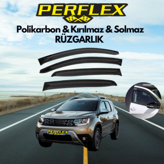 Perflex Polikarbon Kırılmaz Rüzgarlık V2 Düz Dacia Duster 2018+